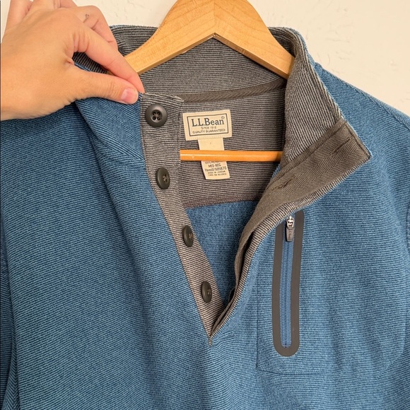 L.L.Bean Men’s Blue Quarter Button Pullover Fleece Sweater – Size medium regular - Picture 3 of 10